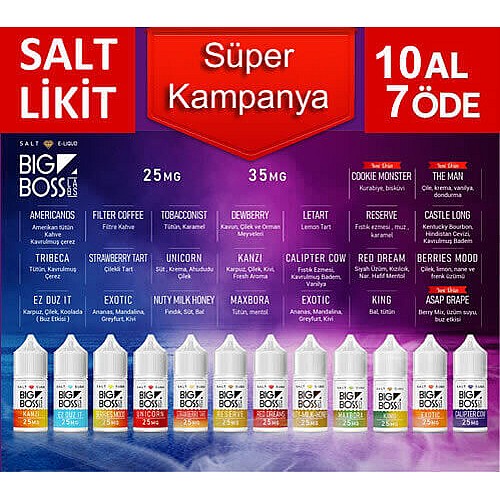 Big Boss Salt Likit Kampanyası 10 Al 7 Öde - En Uygun Fiyat